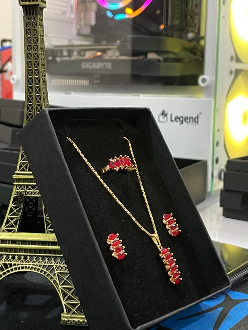 CRIMSON GRACE JEWELLERY SET WITH RING - EVERY SOLUTION MART