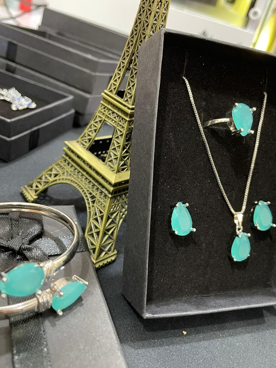 Elegant Turquoise Jewelry Set with bracelet and ring - EVERY SOLUTION MART