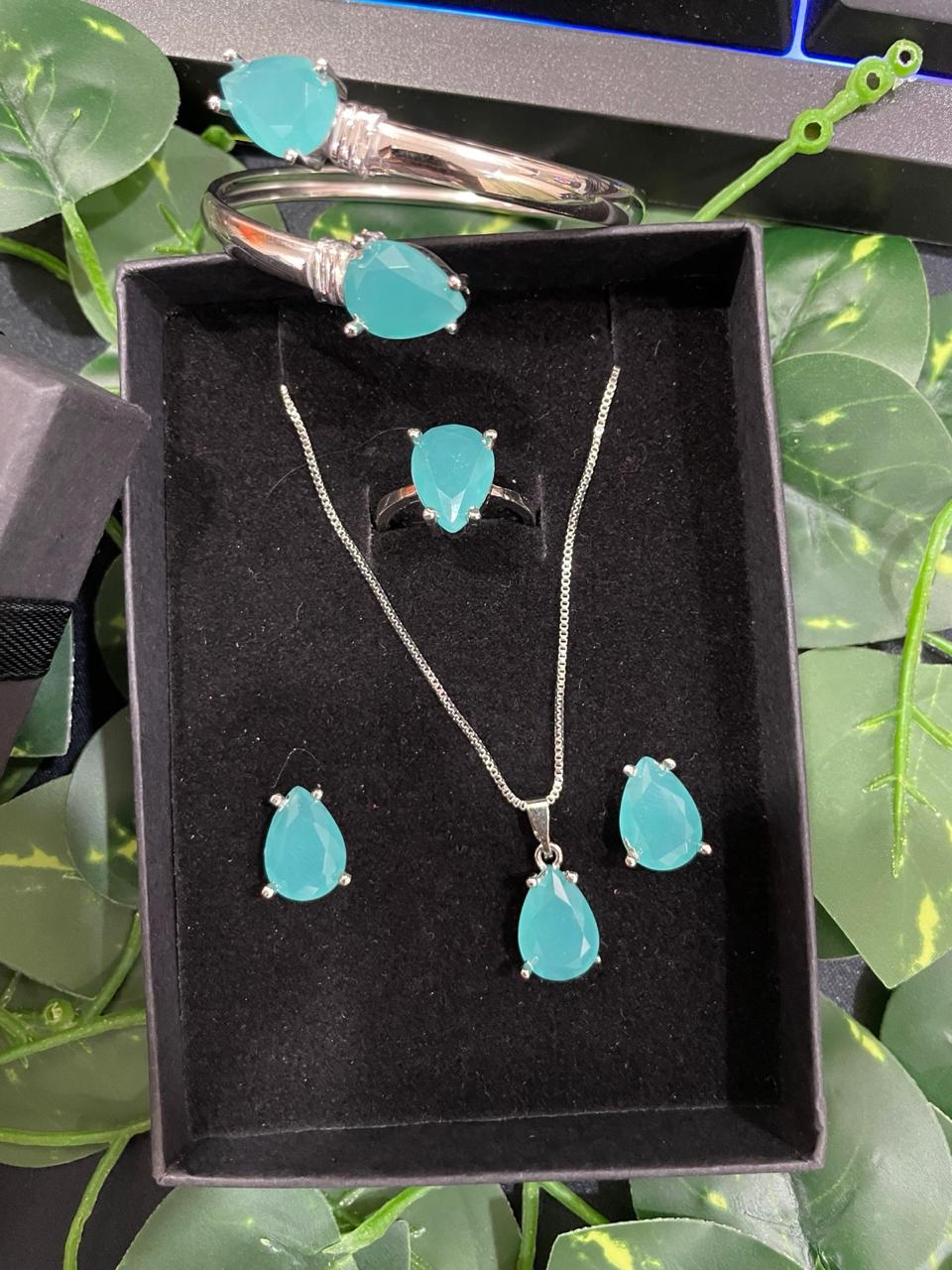Elegant Turquoise Jewelry Set with bracelet and ring - EVERY SOLUTION MART